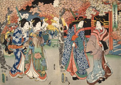 Scene from Genji monogatari (Tale of Genji) by Murasaki Shibuku (b. 978) c. 1860 by Utagawa and Toyokuni Kuniyoshi
